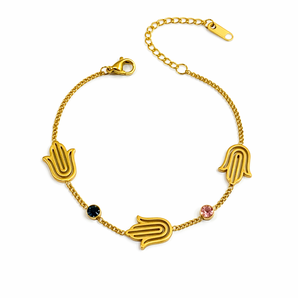 Nazar Shield Hamsa Bracelet – 18K Gold Plated