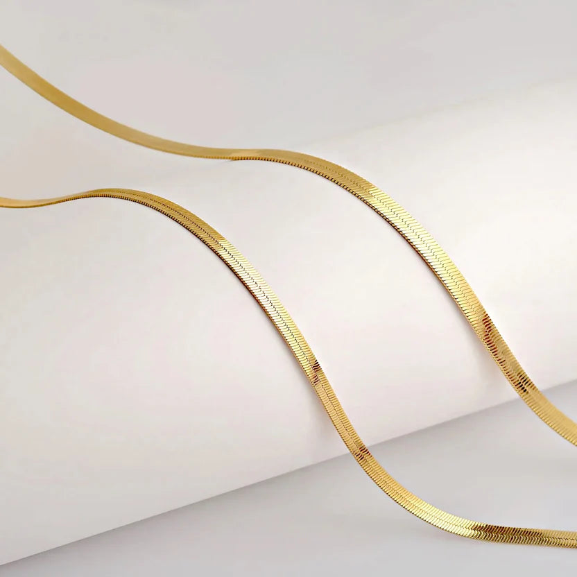 18K Gold Plated Snake Chain – Minimal Waterproof Anti-Tarnish Jewelry