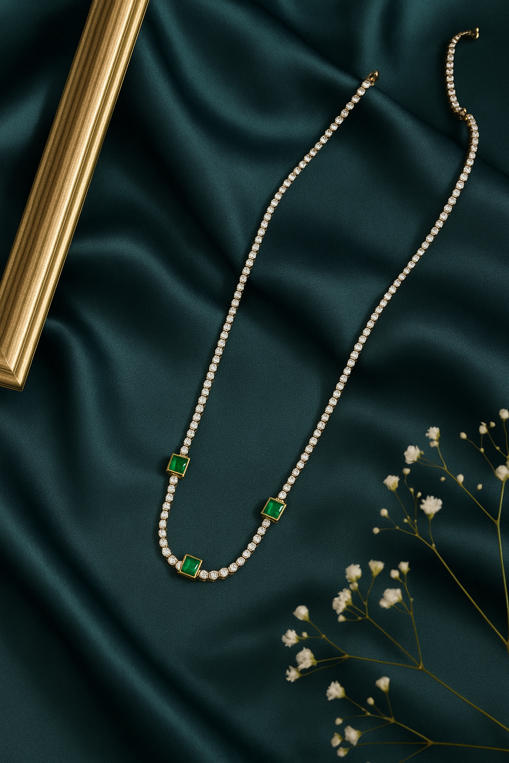 Emerald Station Tennis Necklace