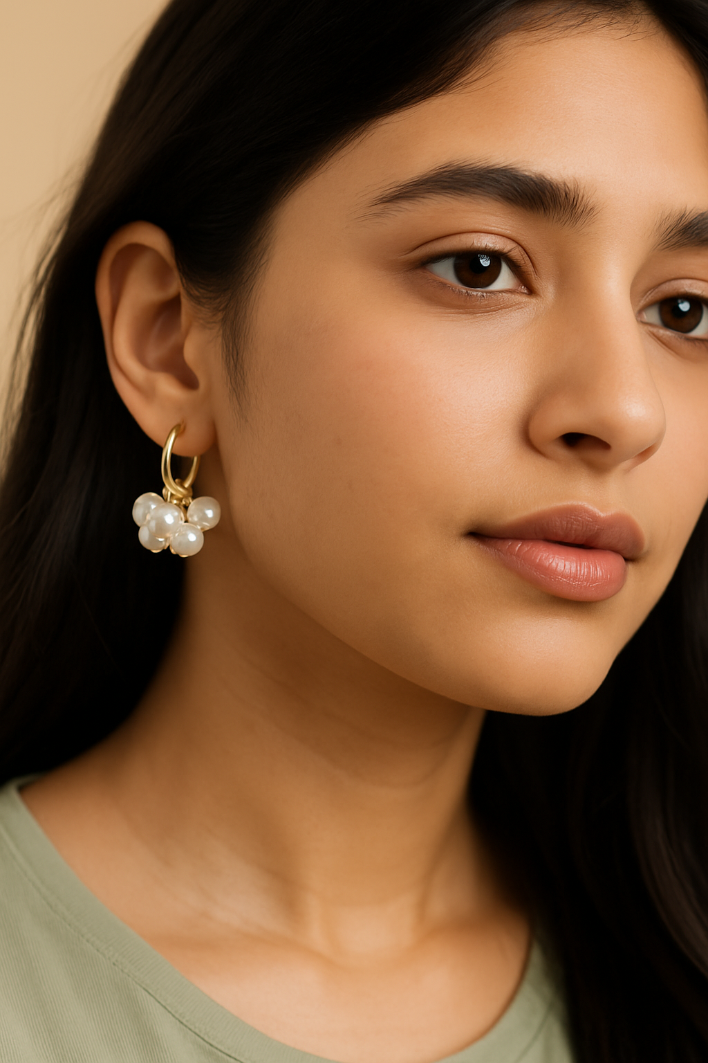 Golden Pearl Cluster Hoops