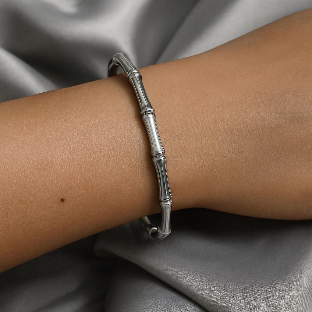 Bamboo Whisper Cuff – Silver