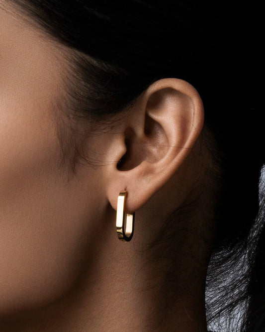 Aurelia Rectangular Hoops – 18K Gold Plated