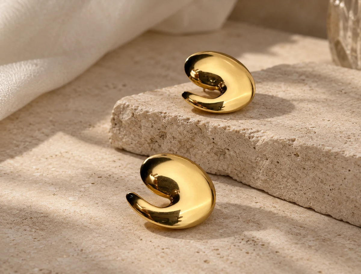 Gold Comma Earring | Stainless Steel Statement