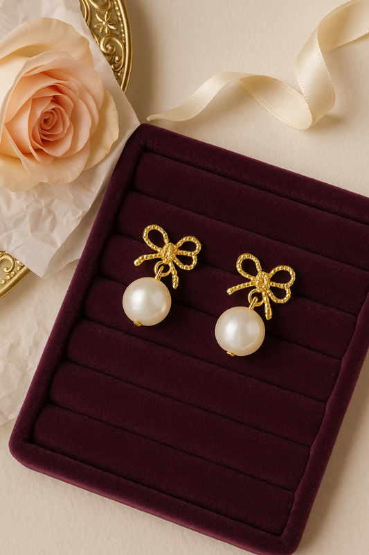 Lush Pearl Bow Studs