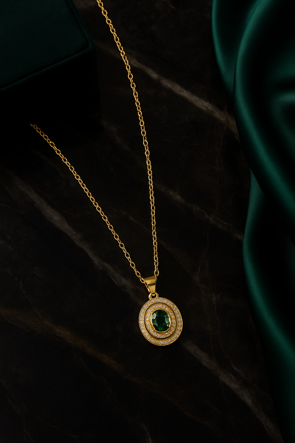 Emerald Orbit Halo Pendant