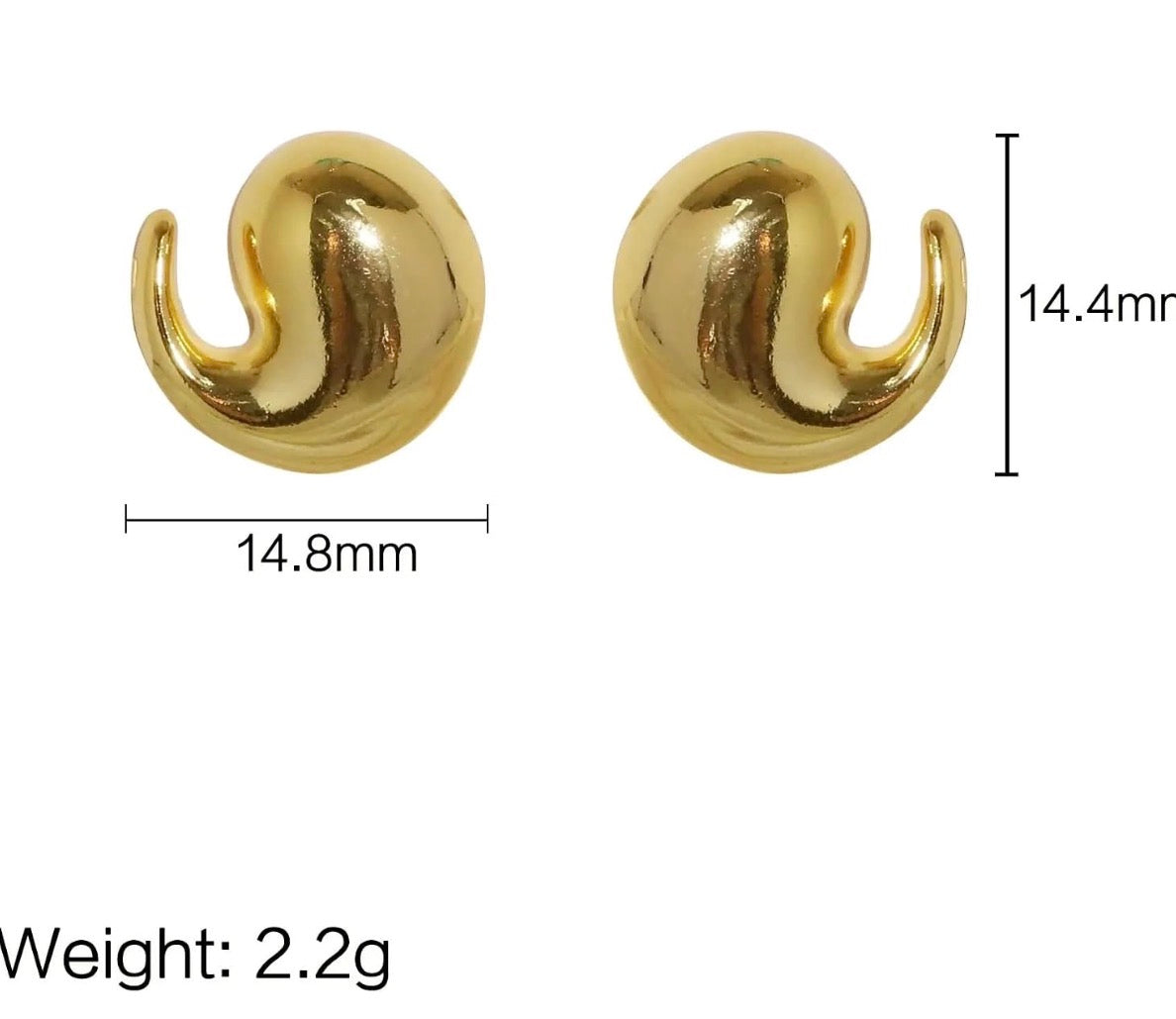 Gold Comma Earring | Stainless Steel Statement