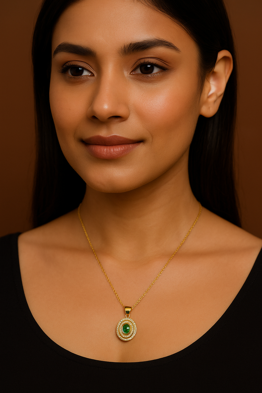Emerald Orbit Halo Pendant