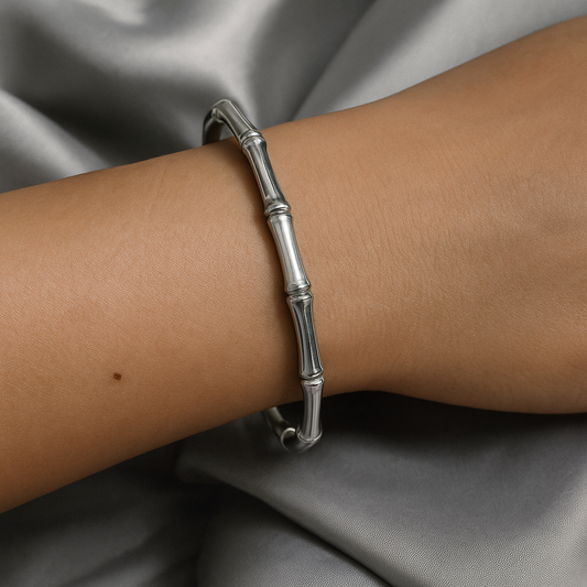 Bamboo Whisper Cuff – Silver