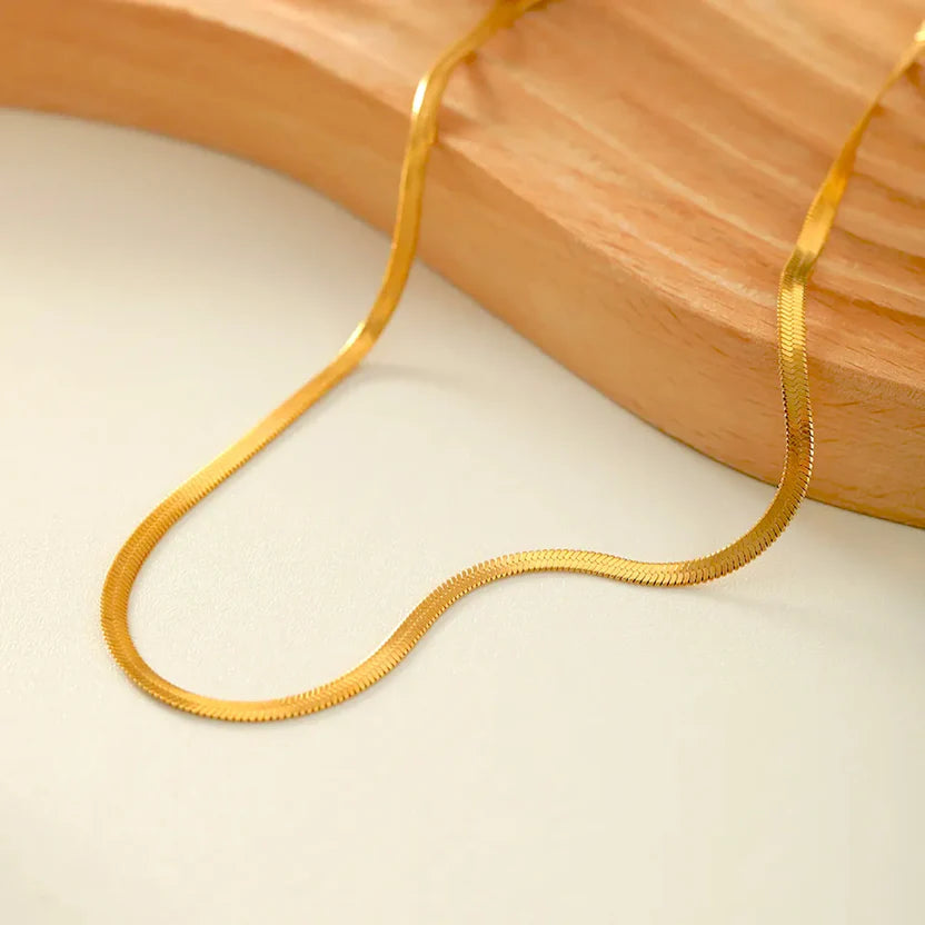 18K Gold Plated Snake Chain – Minimal Waterproof Anti-Tarnish Jewelry