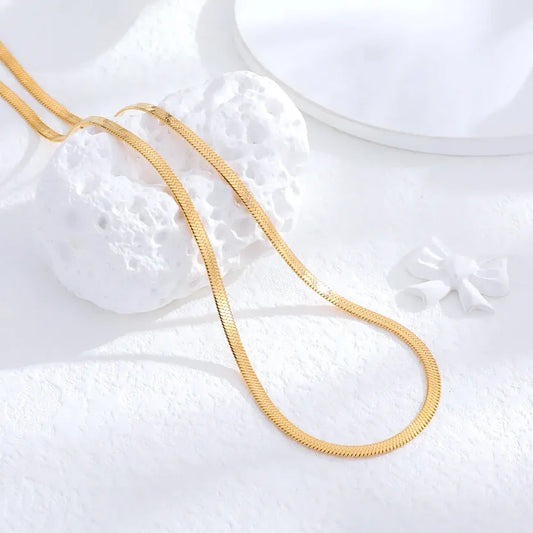 18K Gold Plated Snake Chain – Minimal Waterproof Anti-Tarnish Jewelry