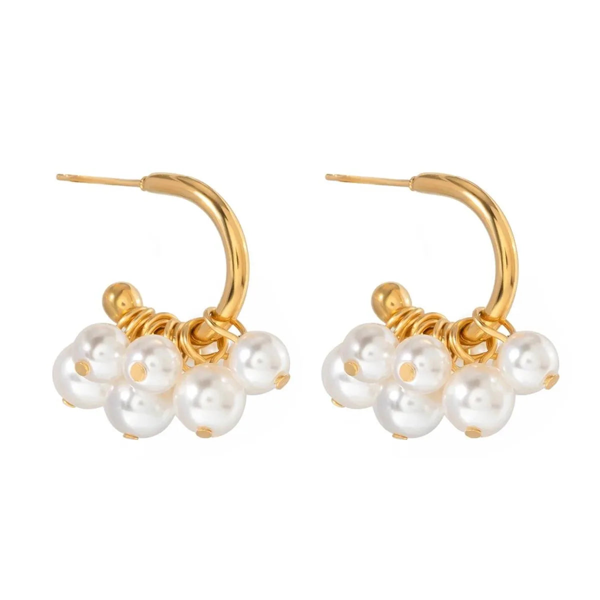 Golden Pearl Cluster Hoops