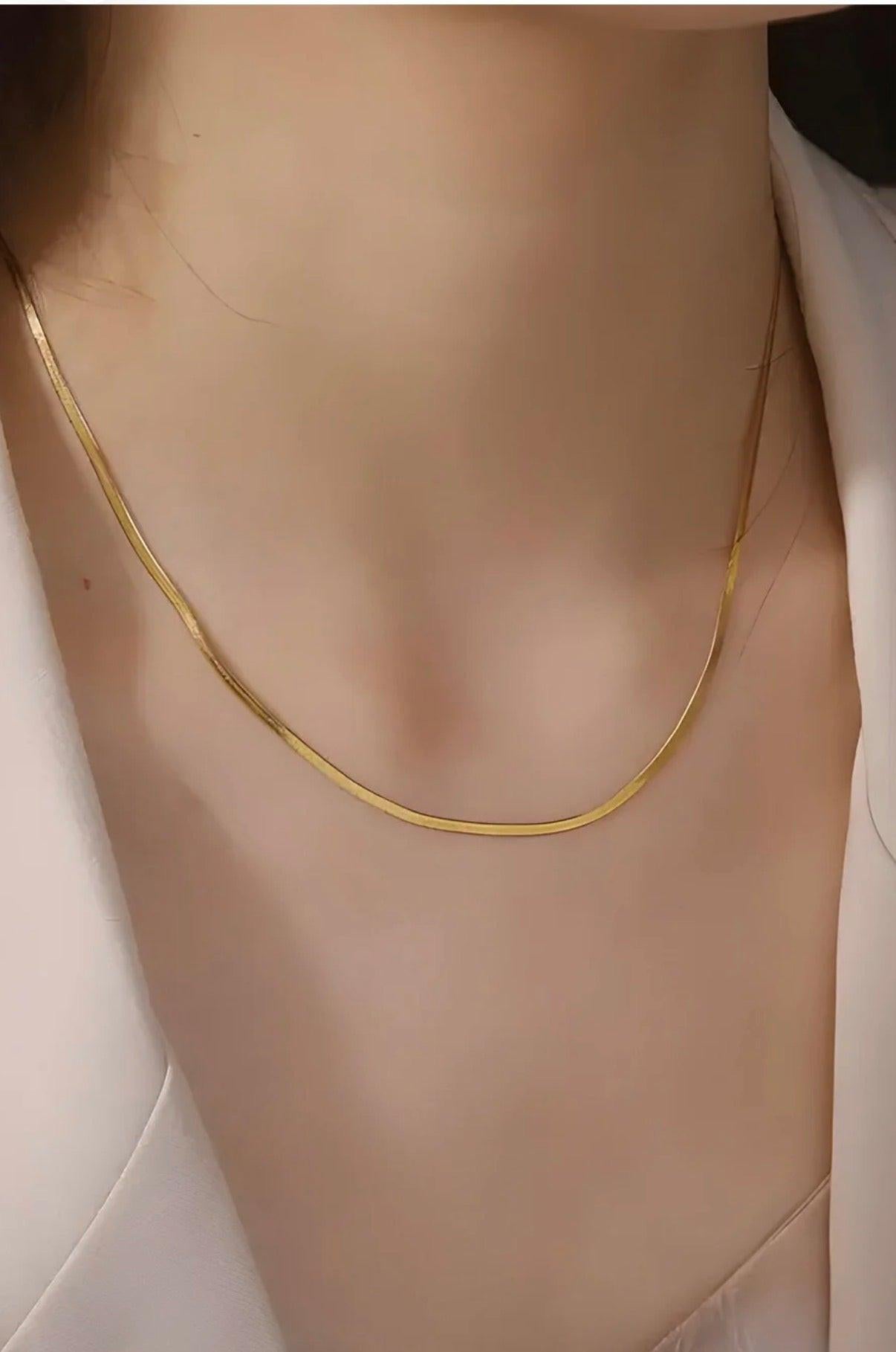 18K Gold Plated Snake Chain – Minimal Waterproof Anti-Tarnish Jewelry