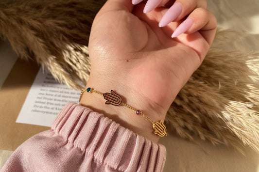 Nazar Shield Hamsa Bracelet – 18K Gold Plated